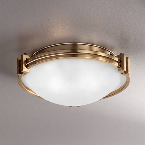Possini Euro Deco 12 3/4" Wide Warm Brass Ceiling Light - Image 0