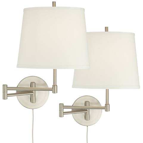 Oray Brushed Steel Swing Arm Wall Lamp Set of 2 - Image 0
