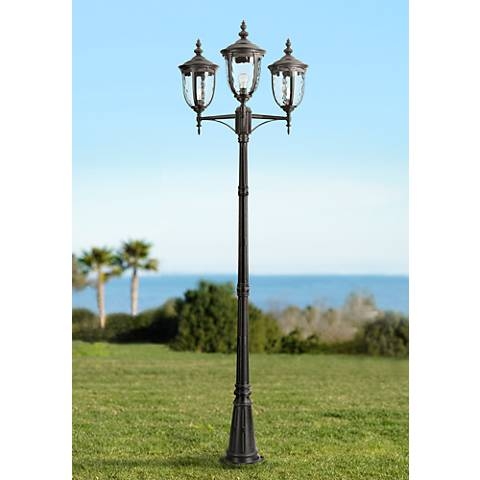 Bellagio 96" High Black Outdoor 3-Light Street Lantern - Image 0