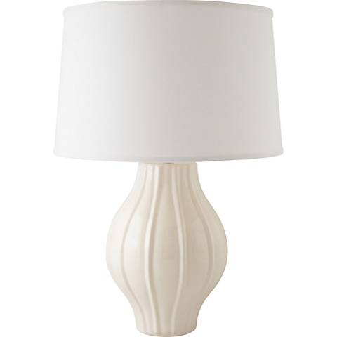 RiverCeramic® Large Fluted Gloss White Table Lamp - Image 0
