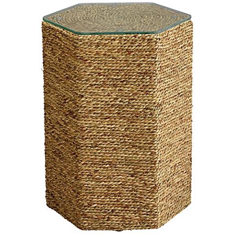 Jamie Young Peninsula Organic Seagrass Hexagonal Side Table clear - Image 0