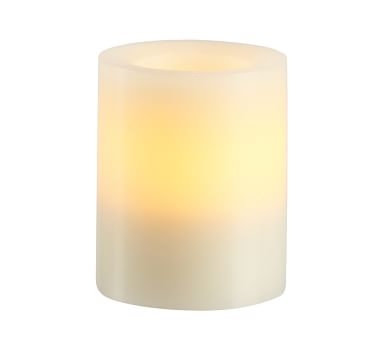 Flameless Wax Pillar Candle - Ivory, 3" x 4.5" - Image 0