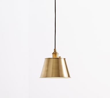 9.5" Brass Tapered Metal Cord Pendant with Brass Hardware - Image 1
