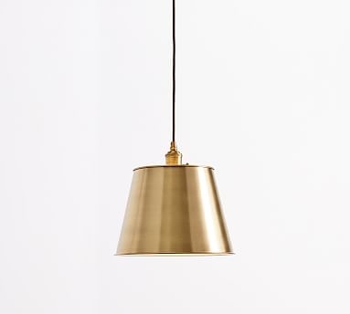 13" Brass Tapered Metal Cord Pendant with Brass Hardware - Image 1