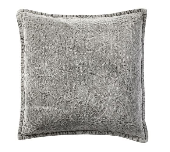 Chenille Jacquard 20" x 20" Pillow Cover, Charcoal - Image 0