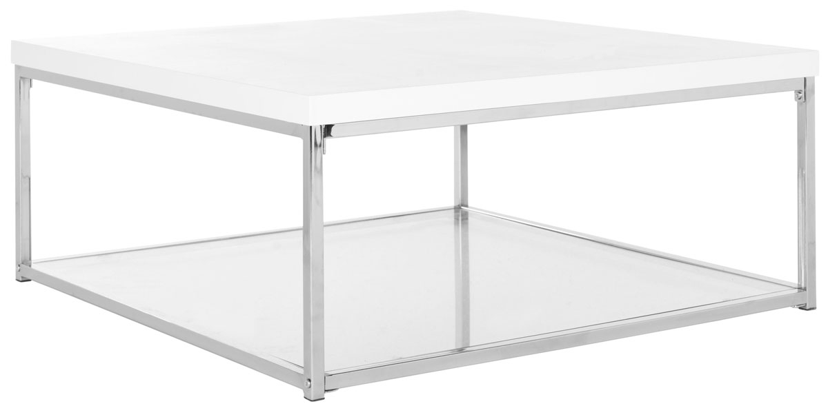 Malone High Gloss Coffee Table - White/Chrome - Arlo Home - Image 1