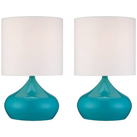 Steel Droplet 14 3/4"H Teal Blue Small Accent Lamps Set of 2 - Image 0