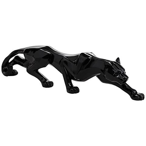 Black Lacquer 30 1/2" Wide Leopard Sculpture - Image 0