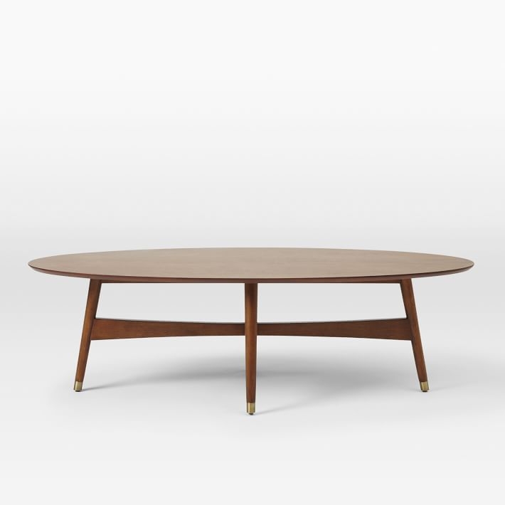 Reeve Mid-Century Oval Coffee Table - Pecan - Image 1