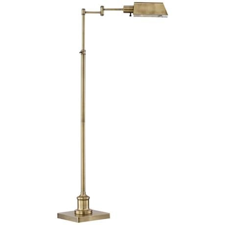 Regency Hill Jenson Adjustable Height Brass Swing Arm Pharmacy Floor Lamp - Image 0