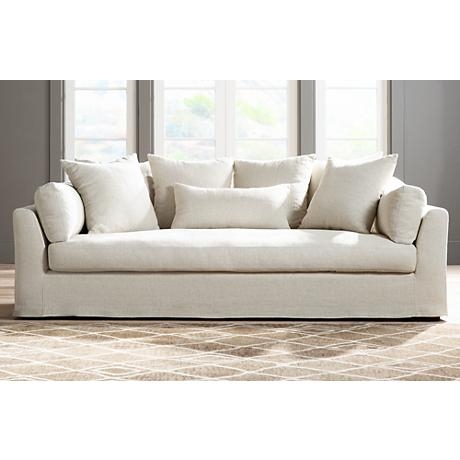 Chateau Linen Fabric Slipcover Sofa - Image 0