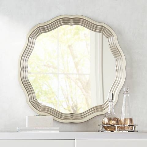 Dara Silver 32 1/2" x 32 1/2" Scalloped Wall Mirror - Image 0