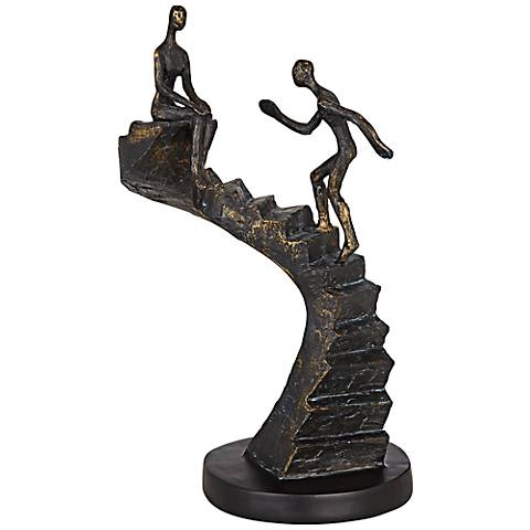 Climbing Stairs 13 3/4" High Bronze Sculpture - Image 0