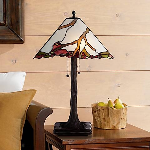 Robert Louis Tiffany Cherry Blossom 26" Tiffany-Style Glass Table Lamp - Image 0