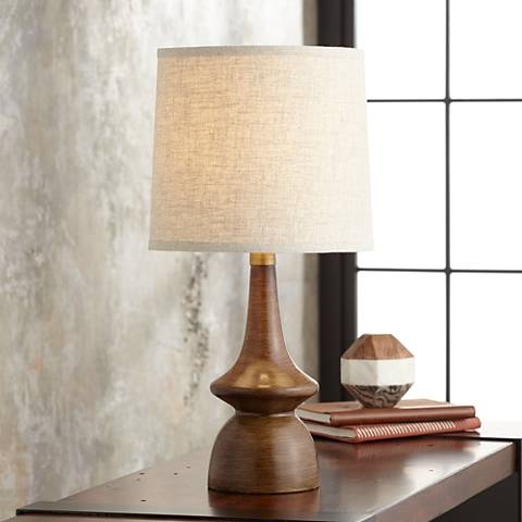 360 Lighting Rexford 24" Walnut Finish Mid-Century Modern Table Lamp - Image 0