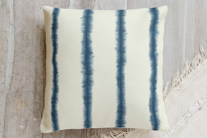 hand-dyed shibori stripes pillow - Indigo - 18"x18" - Image 0