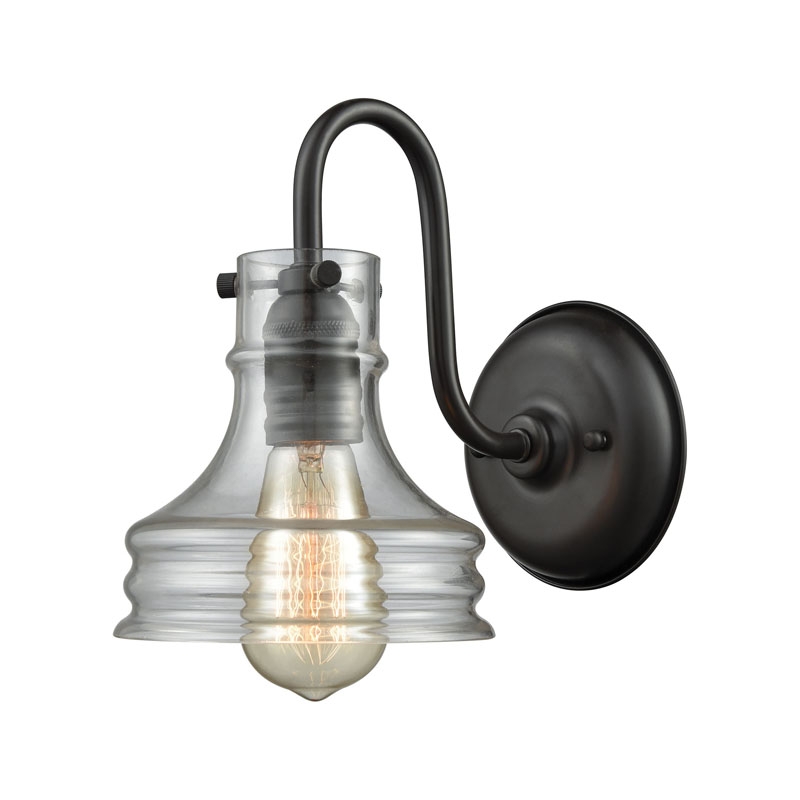 Binghamton 1 Light Wall Sconce In Oil Rubbed Bronze With Clear Glass - Image 0