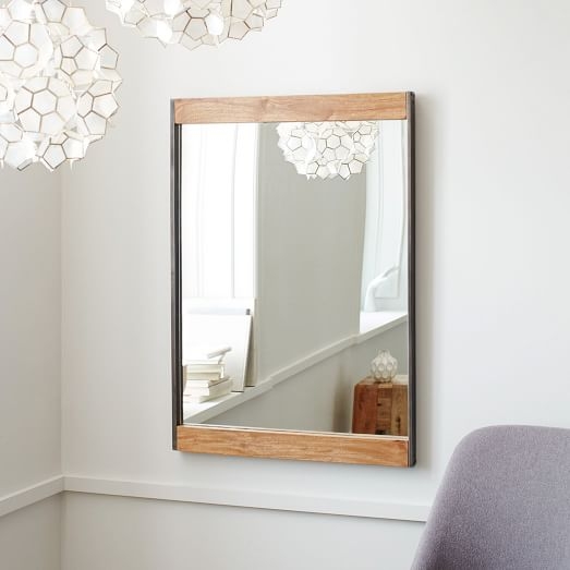 Industrial Metal + Wood Wall Mirror - Image 0