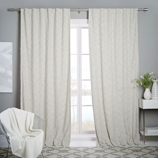 Textured Weave Curtain + Blackout Lining - Ivory - 84" - Image 1