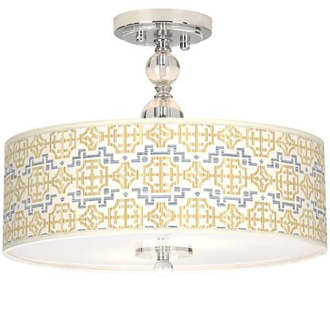 Willow Chinoiserie Giclee 16" Wide Semi-Flush Ceiling Light - Image 0