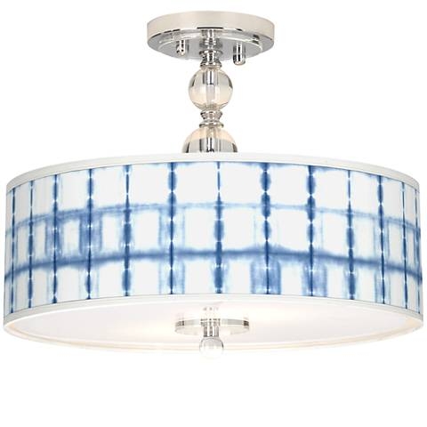 Blue Mist Giclee 16" Wide Semi-Flush Ceiling Light - Image 0