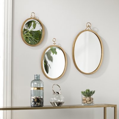 3 Piece Oval Metal Frame Mirror Set - Image 1