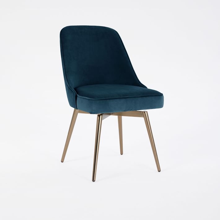 Mid-Century Swivel Office Chair - Velvet - Image 1
