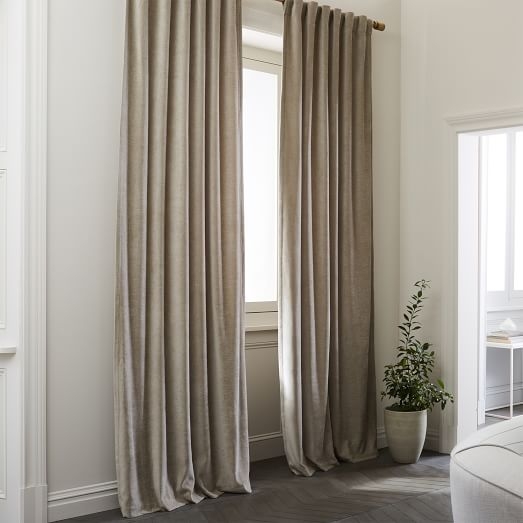 Textured Upholstery Velvet Curtain, Light Taupe 48" x 108", unlined - Image 0