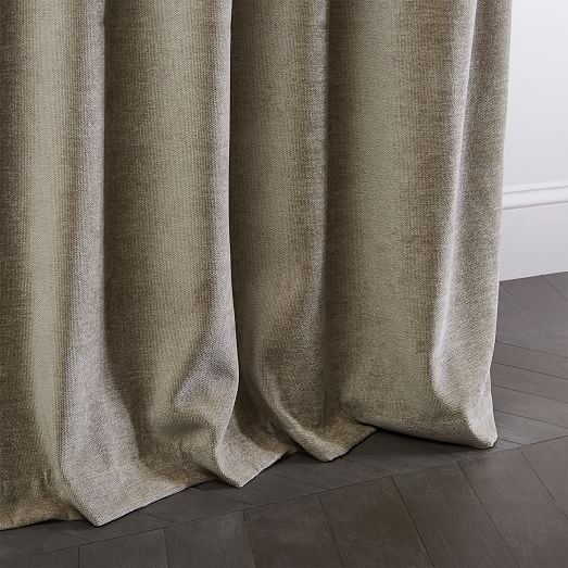 Textured Upholstery Velvet Curtain, Light Taupe 48" x 108", unlined - Image 1