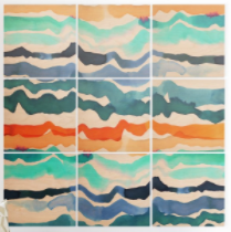"BEACH WAVES" Wood Wall Mural - 5'x5' (nine 20" wood squares) - Image 0