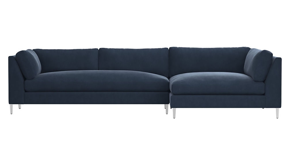 decker 2-piece blue velvet sectional sofa, como - indigo - Image 0
