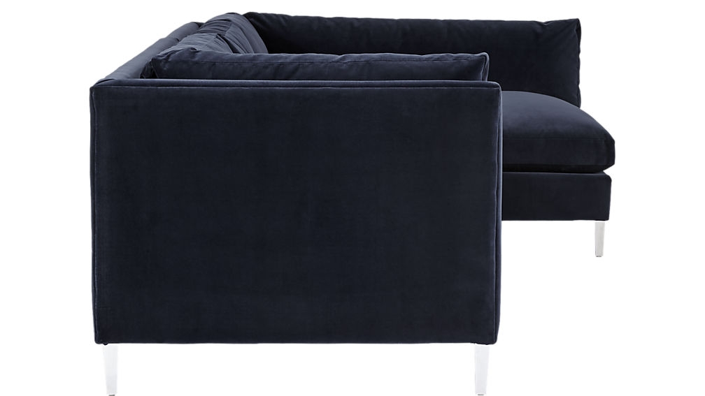 decker 2-piece blue velvet sectional sofa, como - indigo - Image 2