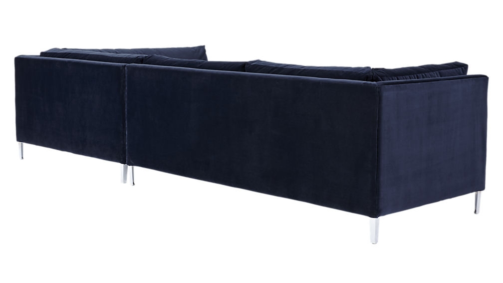decker 2-piece blue velvet sectional sofa, como - indigo - Image 3