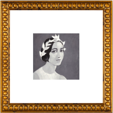 Young Lady by Tali Yalonetzki, 8 x 8 Gold Crackle Bead frame with 3" mat - Image 0