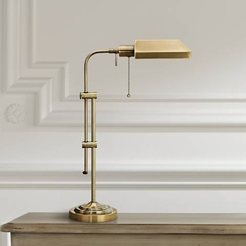 Antique Brass Adjustable Pole Pharmacy Metal Desk Lamp - Image 0