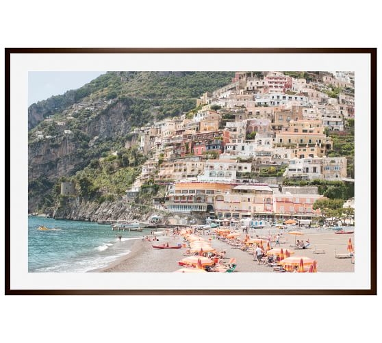 Beach Days in Positano by Rebecca Plotnick,  28 x 42", Wood Gallery Frame, Espresso, Mat - Image 0