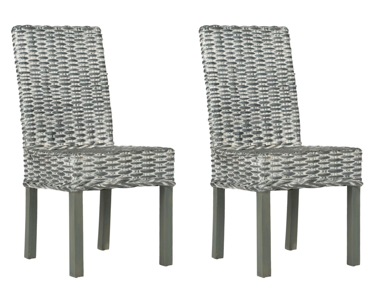 Wheatley 18''H Rattan Side Chair - Grey/White - Safavieh - Image 3