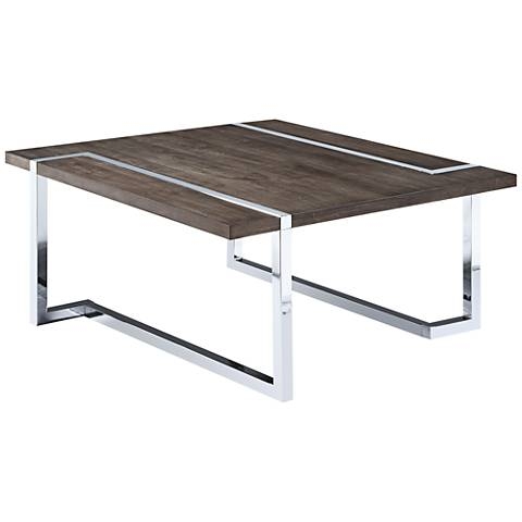 Kieran Charcoal Wood Top and Chrome Square Cocktail Table - Image 0