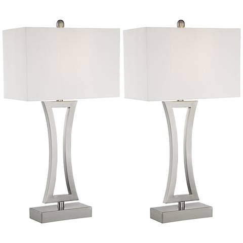 360 Lighting Roxie 31" High Brushed Nickel Metal Table Lamps Set of 2 - Image 0