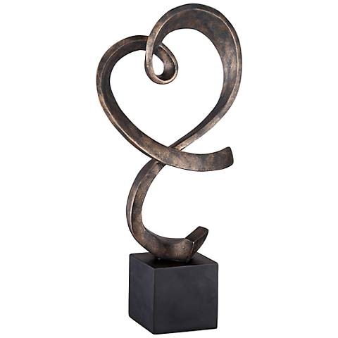 Swirling Heart 17 1/4" High Brushed Nickel Modern Sculpture - Image 0