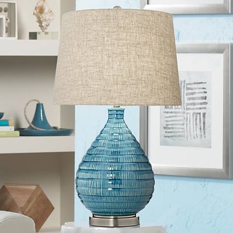 Kayley Blue Ceramic Table Lamp - Image 0