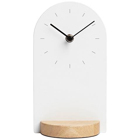 Sometime White and Natural 9" High Desk Clock - Image 0
