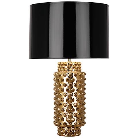 Robert Abbey Large Dolly Black Shade Gold Glaze Table Lamp - Image 0