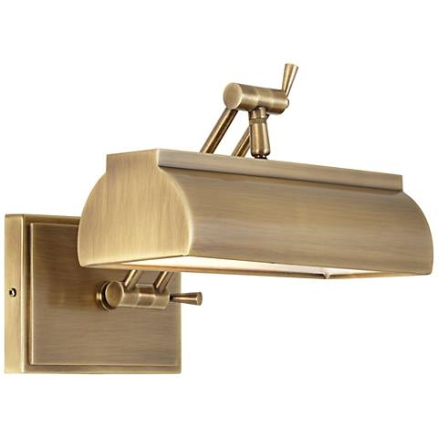 Possini Euro Upton 10" Wide Plug-In Antique Brass Picture Light - Image 0