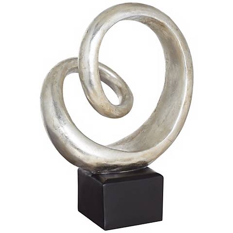 Silver Slanted Spiral 16" High Sculpture - Image 0