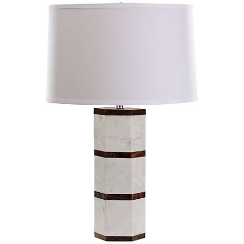 Mod White Marble and Sheesham Wood Table Lamp - Image 0