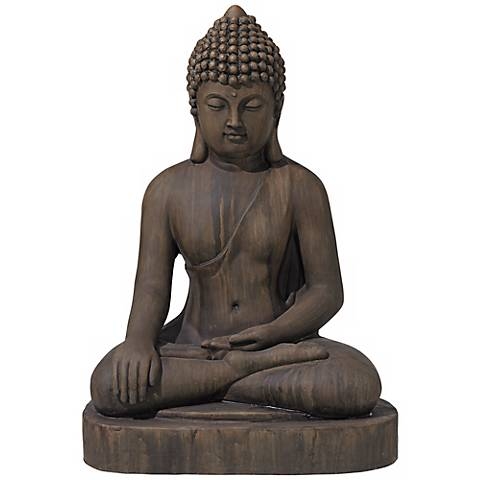 Sitting Buddha 29 1/2" High Dark Sandstone Outdoor Statue - Image 0