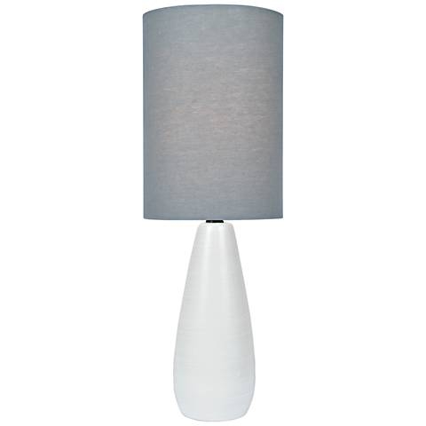 Quatro 17"H White Modern Accent Table Lamp with Gray Shade - Image 0