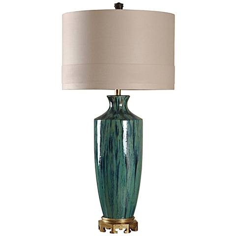Manoca Reactive Glaze Blue and Green Ceramic Table Lamp - Image 0