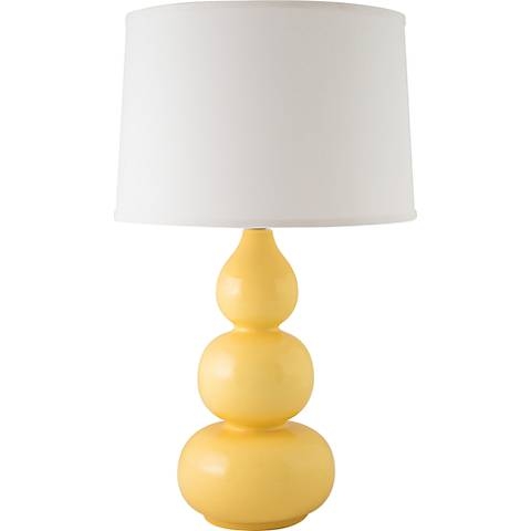 RiverCeramic® Triple Gourd Gloss Straw Yellow Table Lamp - Image 0